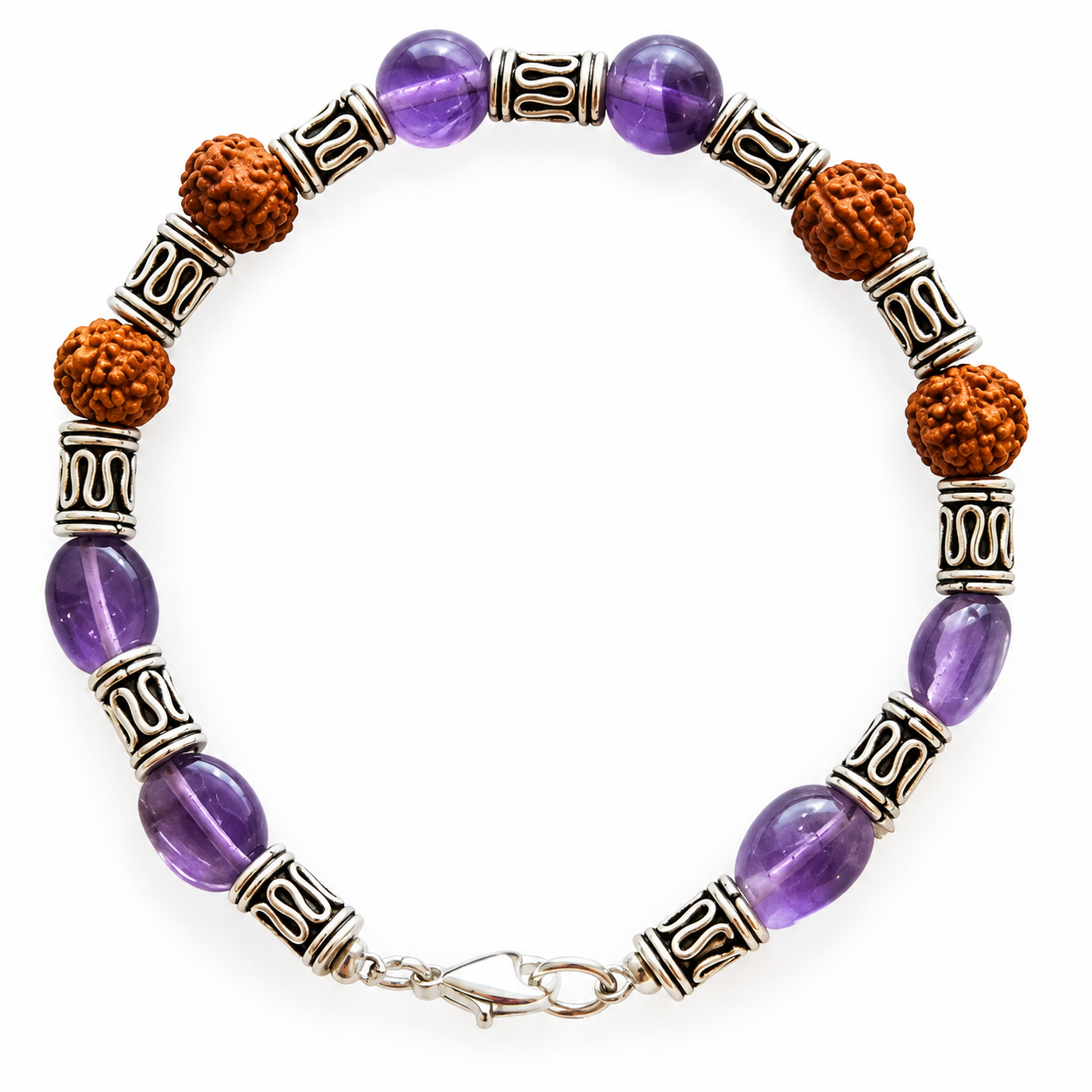 Pretty bracelet - with amethyst and Rudraksha